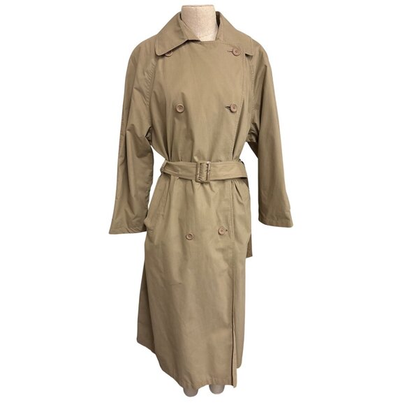 London Fog Womens Beige Trench Coat Belted Double-Breasted Size 8 PET - Picture 2 of 15